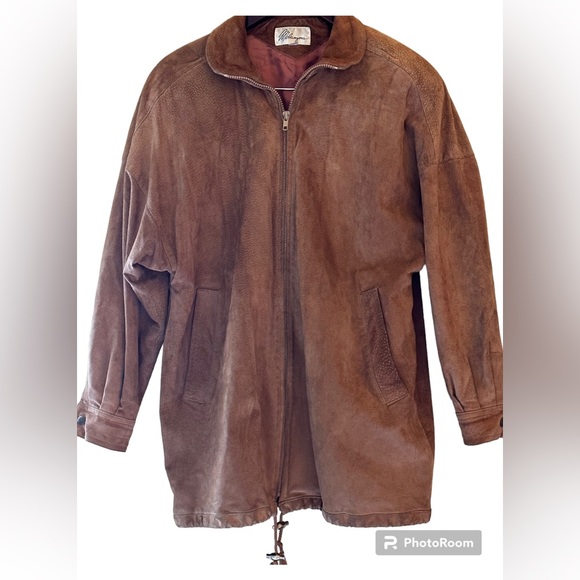 Vintage 80s Melanzona Suede Jacket - Size M - Tan/Brown -  Pockets - Lined - Picture 1 of 16